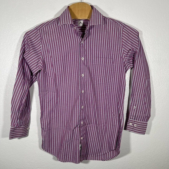 Peter Millar Button Shirt Mens Medium Button Down Long Sleeve Plaid Purple Red - Picture 2 of 7